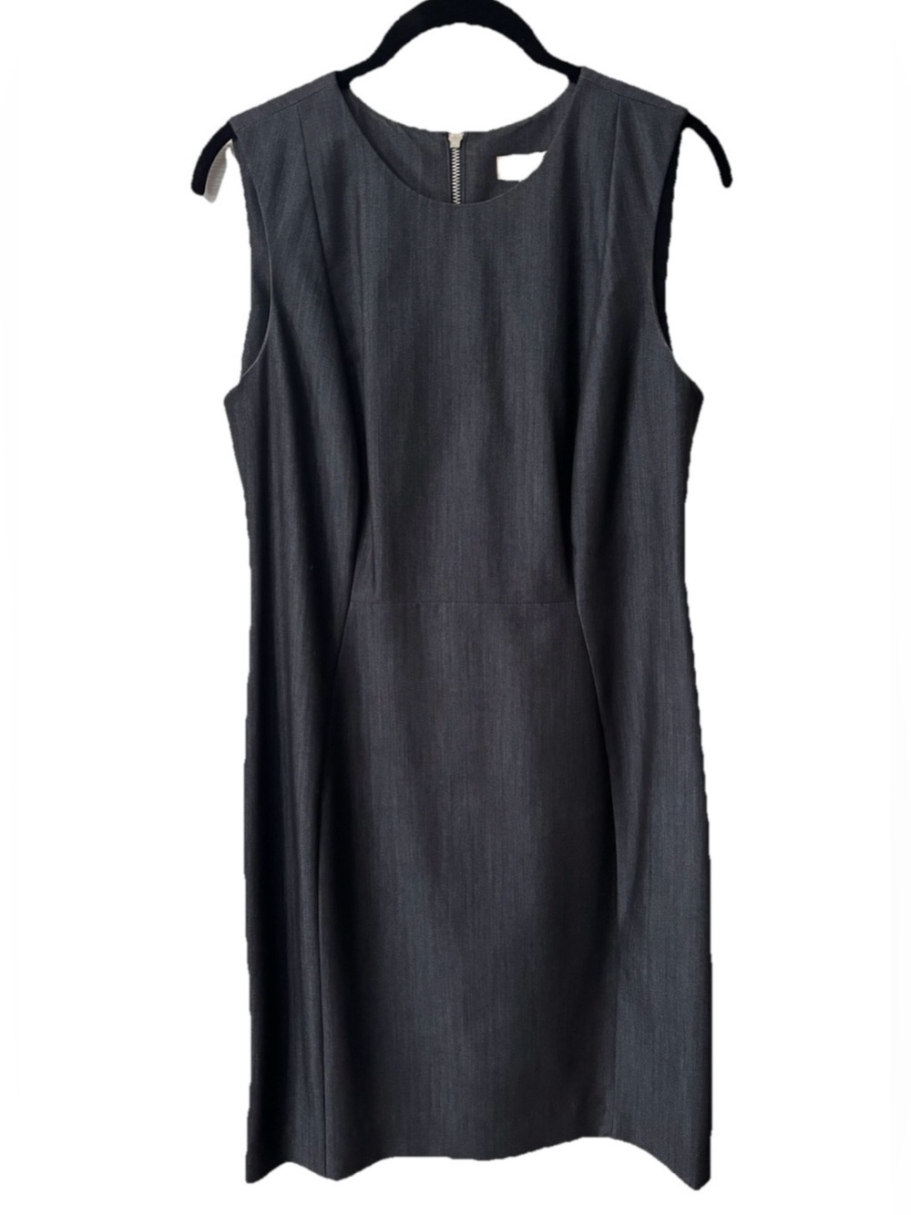 Calvin Klein Dress Size 8 Shiny Navy Blue Sheath Office Cocktail Back Zip EUC